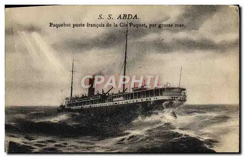 Ansichtskarte AK Bateau Paquebot poste francais de la Cie Paquet par grosse mer SS Abda