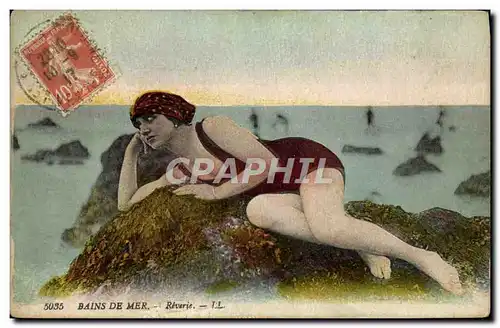 Cartes postales Folklore Maillot de Bains Femme Bains de mer Reverie