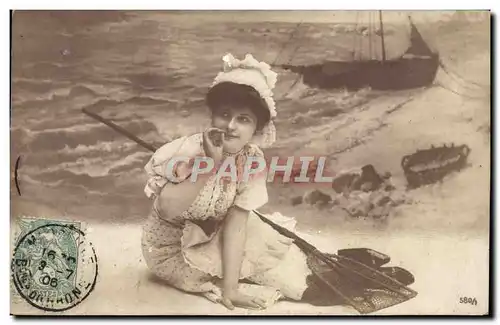 Cartes postales Folklore Maillot de Bains Femme Peche