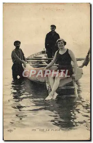 Cartes postales Folklore Maillot de Bains Femme Sur la plage