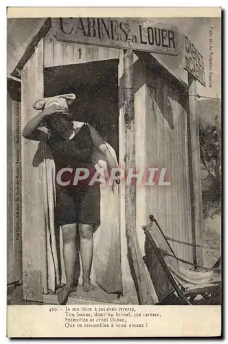 Cartes postales Folklore Maillot de Bains Femme Cabines a louer