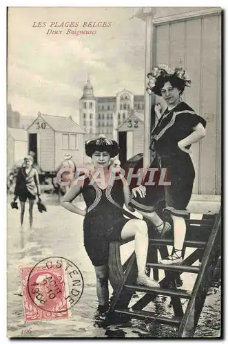 Cartes postales Folklore Maillot de Bains Femme Les plages belges Deux baigneuses