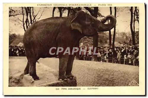 Cartes postales Elephant Exposition coloniale internationale Paris 1931 Parc zoologique