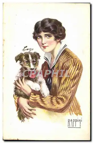 Ansichtskarte AK Fantaisie Illustrateur Rappini Femme Chien