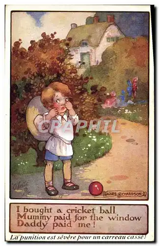 Ansichtskarte AK Fantaisie Illustrateur Agnes Richardson Enfant I bought a cricket ball