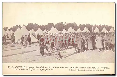 Ansichtskarte AK Militaria Prisonniers allemands au camp de Coetquidam Rassemblement pour l&#39appel general