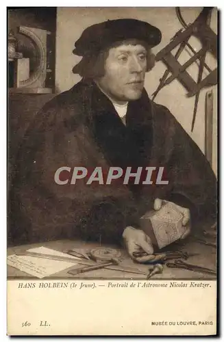 Cartes postales Astronomie Hans Holbein Portrait de l&#39astronome Nicolas Kratzer Musee du Louvre Paris
