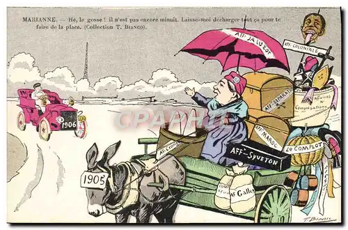 Cartes postales Politique Satirique Marianne Automobile Ane Mule Jaluzot