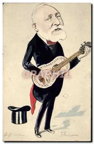 Cartes postales Politique Satirique Internationalisme Socialisme Collectivisme Guitare (dessin a la main)