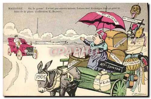 Ansichtskarte AK Politique Satirique Ane Mule Automobile Syverton Jaluzot Coloniale