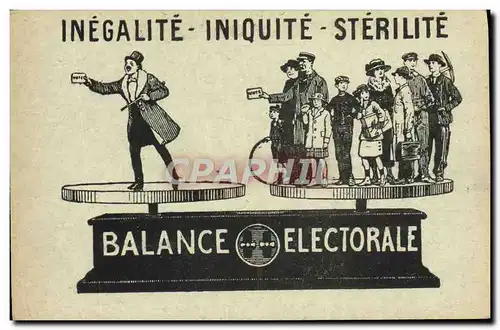 Cartes postales Politique Satirique Inegalite Iniquite Sterilite Balance Electorale