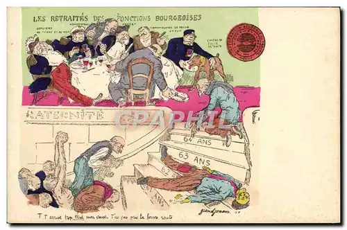 Cartes postales Politique Satirique Les retraites des Fonctions Bourgeoises Chien