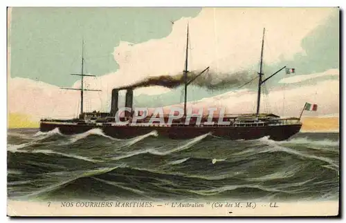 Cartes postales Bateau Paquebot L'Asutralien Cie des MM