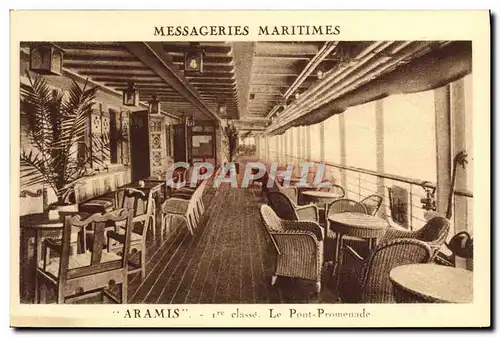 Cartes postales Bateau Paquebot Messageries Maritimes Aramis Le pont promenade