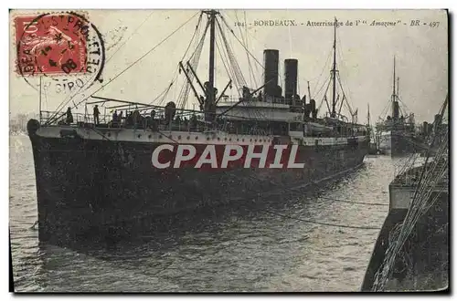 Cartes postales Bateau Paquebot Bordeaux Atterrissage de l'Amazone