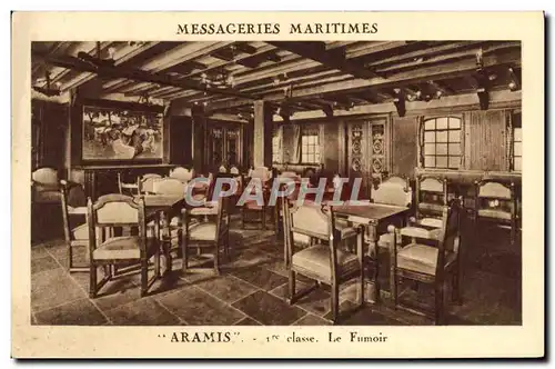 Cartes postales Bateau Paquebot Messageries Maritimes Aramais Le fumoir Tabac