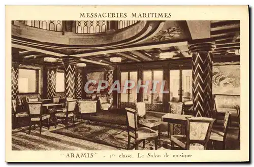 Cartes postales Bateau Paquebot Messageries Maritimes Aramis Le salon de musique