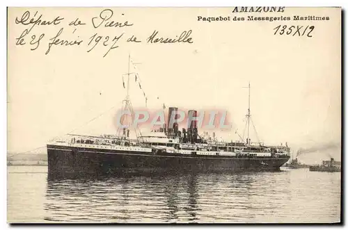 Cartes postales Bateau Paquebot Amazone Paquebot des Messageries Maritimes