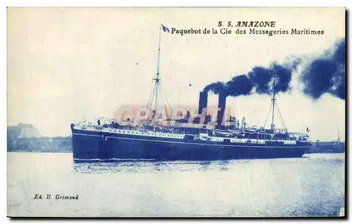 Cartes postales Bateau Paquebot SS Amazone Paquebot de la Cie des Messageries Maritimes