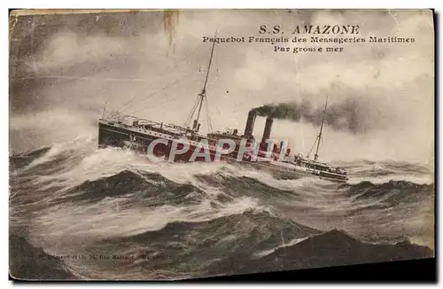 Cartes postales Bateau Paquebot Francais des Messageries Maritimes SS Amazone