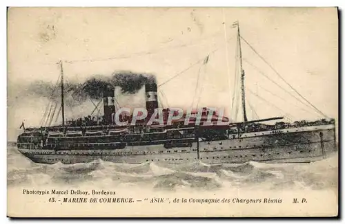 Cartes postales Bateau Paquebot Marine de Commerce Asie des la Compagnie des Chargeurs Reunis