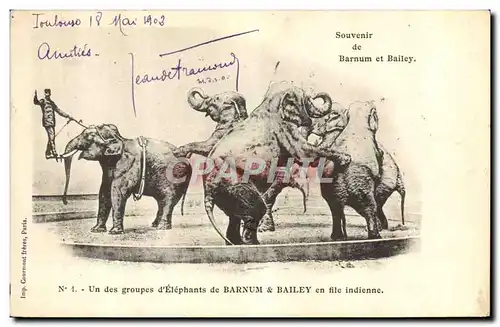 Cartes postales Elephant Souvenir de Barnum et Bailey