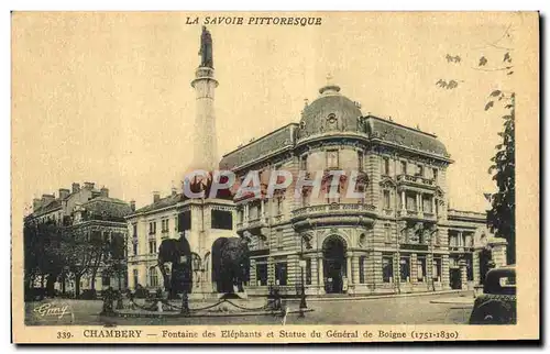 Cartes postales Elephant Savoie Fontaine des elephants et statue du general de Boigne