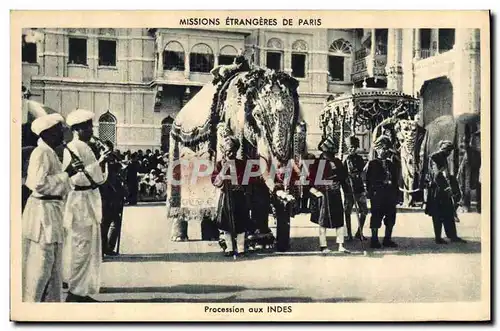 Ansichtskarte AK Elephant Missions etrangeres de Paris Procession aux Indes