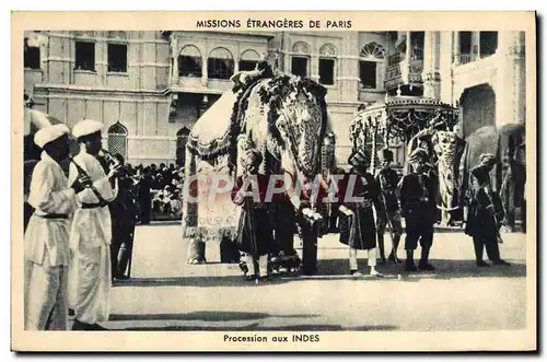 Cartes postales Elephant Missions etrangeres de Paris Procession aux Indes