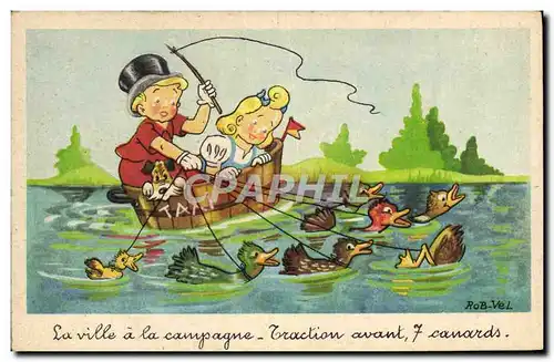 Ansichtskarte AK Fantaisie Illustrateur Rob Vel Enfants 7 Canards Canard