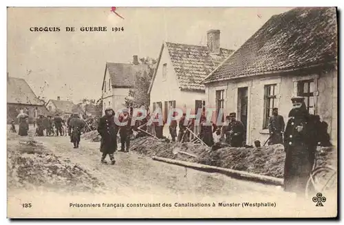 Ansichtskarte AK Militaria Prisonniers francais construisant des canalisations a Munster Westphalie