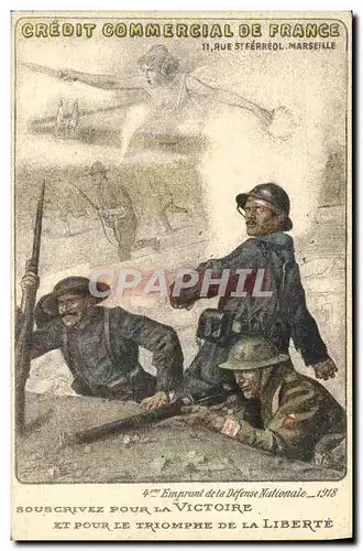 Cartes postales Militaria Credit Commercial de France Emprunt de la Defense Nationale 1918