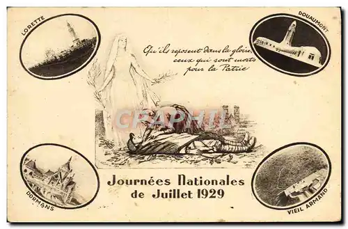 Ansichtskarte AK Militaria Journees nationales Juillet 1929 Lorette Douaumont Dormans Vieil Armand