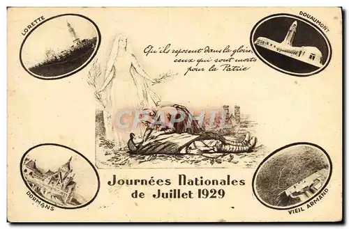 Cartes postales Militaria Journees nationales Juillet 1929 Lorette Douaumont Dormans Vieil Armand