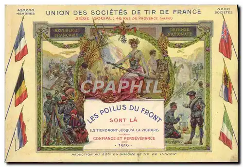 Cartes postales Militaria Union des societes de Tir de France Les poilus au front