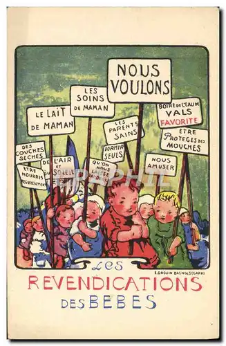 Cartes postales Politique Satirique Revendications des bebes