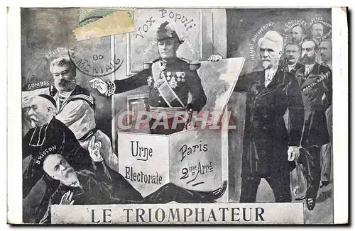 Cartes postales Politique Satirique Le triomphateur Gombes Brisson Rocherfort