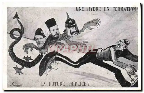 Cartes postales Politique Satirique Une hydre en formation La future triplice