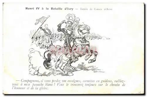 Ansichtskarte AK Politique Satirique Henri IV a la bataille d4Ivry Caran d&#39Ache