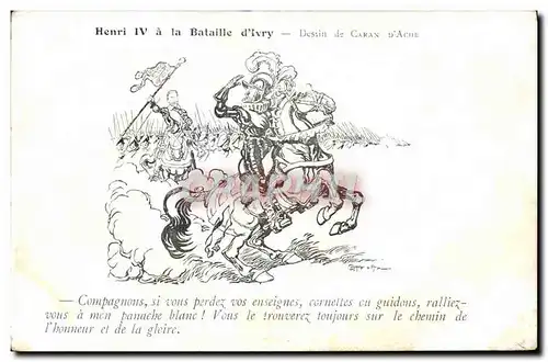 Cartes postales Politique Satirique Henri IV a la bataille d4Ivry Caran d&#39Ache