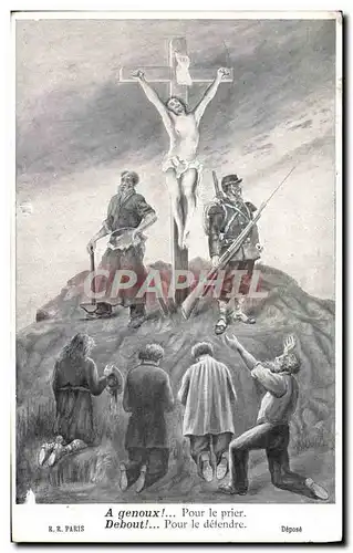 Ansichtskarte AK Politique Satirique Christ Militaria