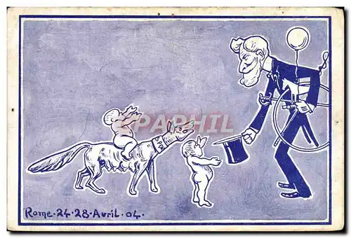 Cartes postales Politique Satirique Rome 24 28 avril 04 Chien Loup Louve Ange