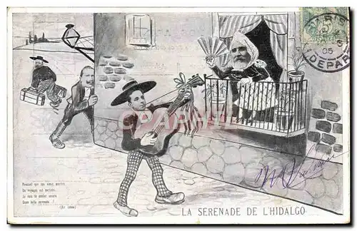 Ansichtskarte AK Politique Satirique La serenade de l&#39Hidalgo Alphonse XIII Loubet