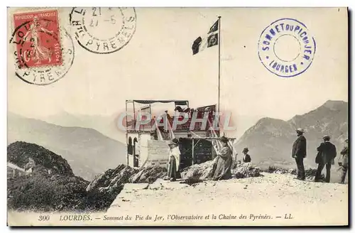 Cartes postales Astronomie Lourdes Sommet du Pic de Jer L&#39Observatoire et la chaine des Pyrenees