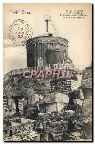 Cartes postales Astronomie Auvergne Sommet du Puy de Dome L&#39Observatoire et les ruines du temple de Mercure