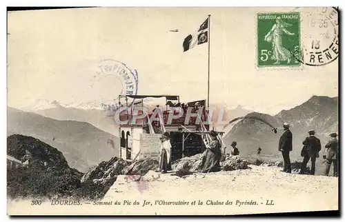 Cartes postales Astronomie Lourdes Sommet du Pic de Jer L&#39Observatoire et la chaine des Pyrenees