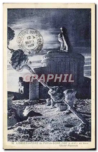 Cartes postales Astronomie Observatoire du Puy de Dome en hiver