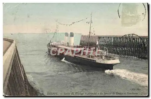 Cartes postales Bateau Dieppe Sortie du steamer Arundel du service de Dieppe a Newhaven