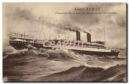 Cartes postales Bateau Andre Lebon Paquebot de la Cie des Messageries Maritimes