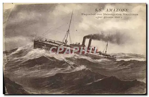 Cartes postales Bateau SS Amazone Paquebot des Messageries Maritimes